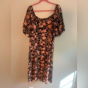 Old Navy Black and Pink Floral Midi Dress